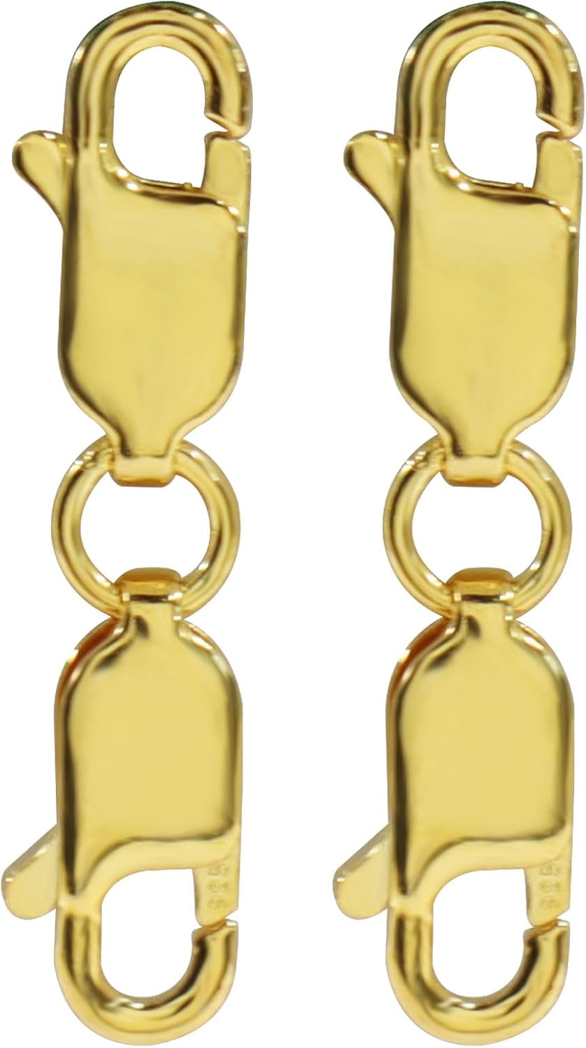 2Pcs 925 Sterling Silver Double Lobster Clasp, Gold Jewelry Extender Clasps for Necklace, Bracelets (Gold) - Image 2
