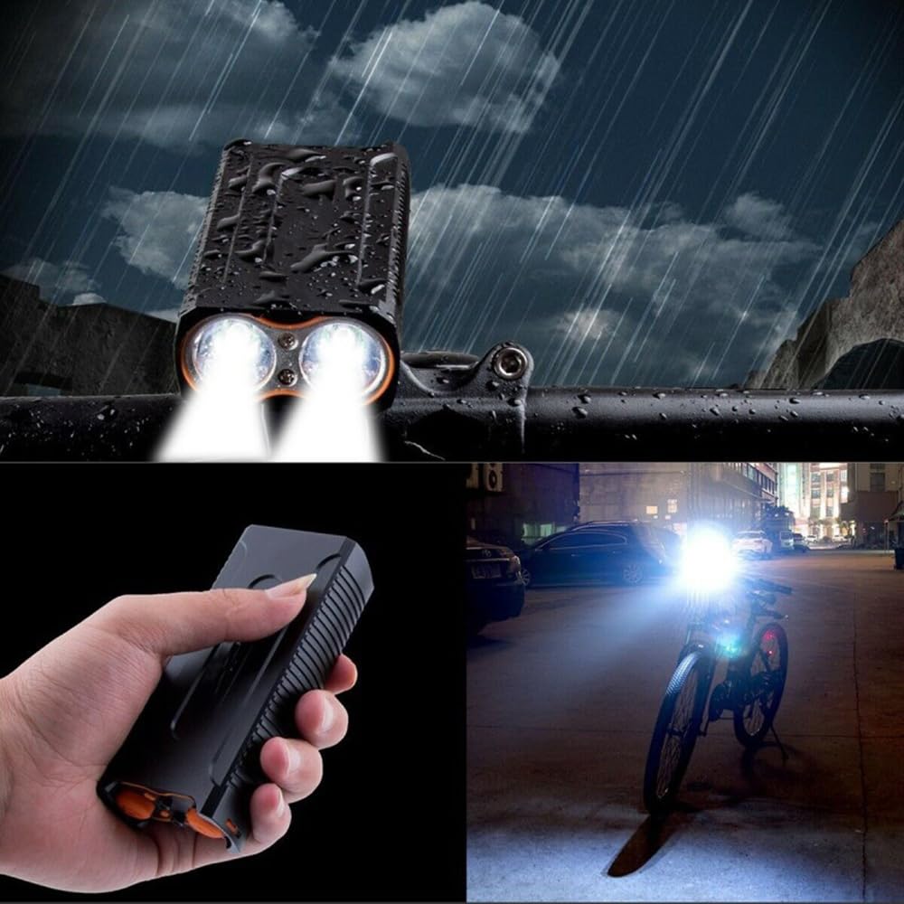 Phares Avant de VTT à LED avec Batterie intégrée, éclairage Nocturne extérieur, Chargement USB, Accessoires pour éclairage de vélo 2T6