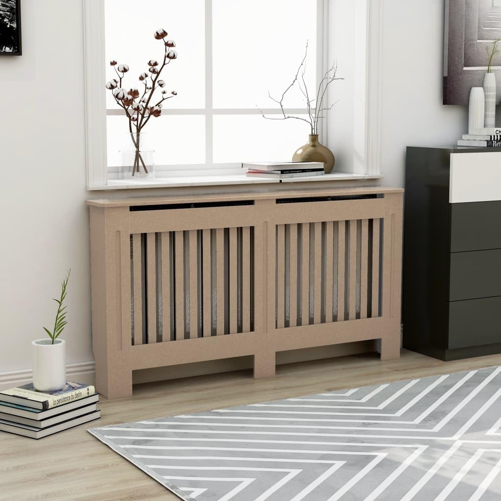 Cubrerradiador de MDF premium de 152 cm acabado estructural para interiores sofisticados