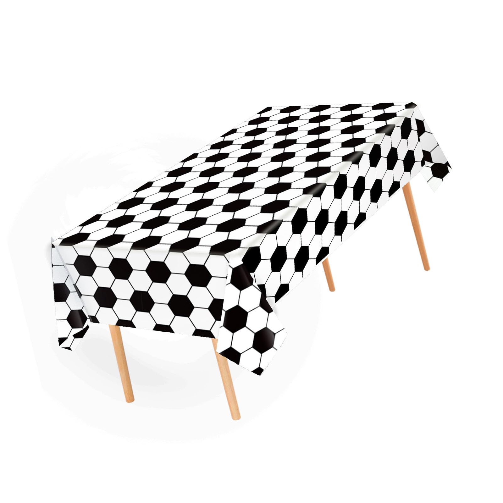 Msioytog Of 6 Soccer Theme Party Tablecloths Waterproof PEVA Field and Ball Design for Birthday Decorations PEVA Plastics Football Tablecloth