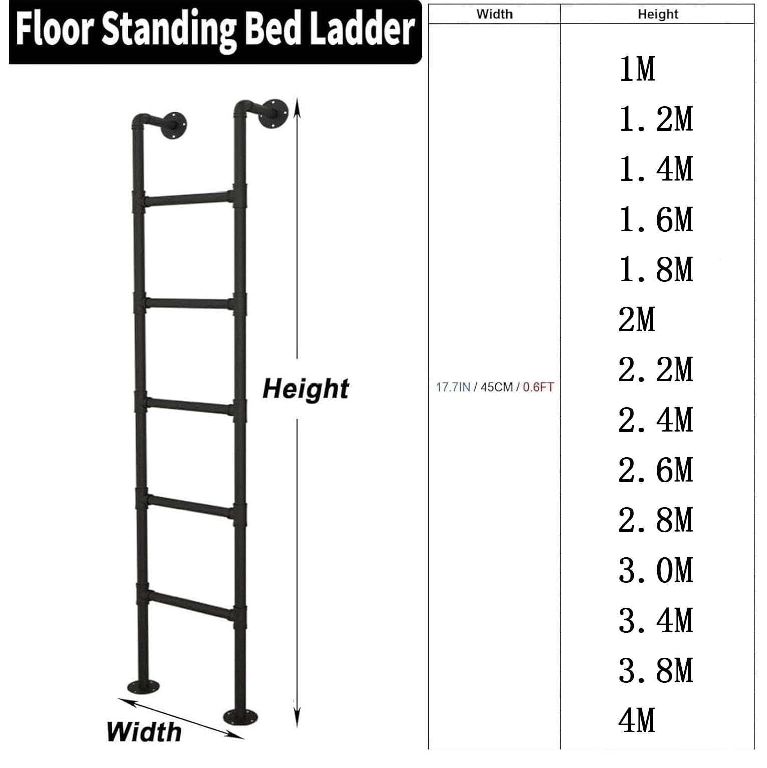 Scala Resistente dell'uscita di Emergenza per Il pozzo della Finestra, Scala del Letto del soppalco del Metallo montata al Muro, Scala Industriale del Letto a Castello del Tubo del Ferro,1.6M
