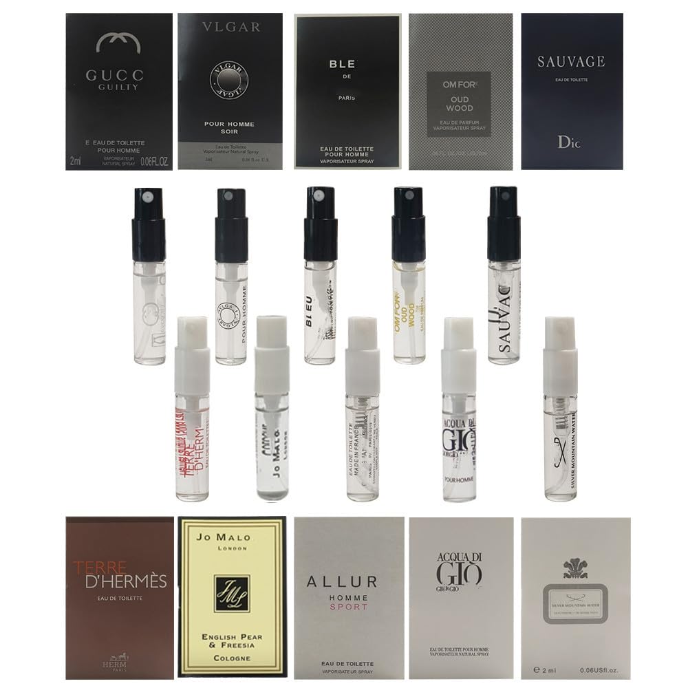 Men’s Designer Fragrance Sampler Cologne Samples Set for Men Travel (10PCS)