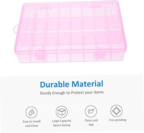 Miniatura 2 de SEWACC Caja de almacenamiento de 24 rejillas de almacenamiento de plástico transparente, contenedores de plástico, contenedor transparente,