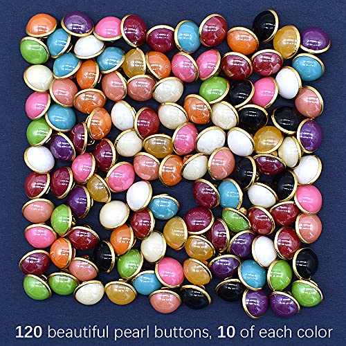 120 Pcs 10Mm Pearl Buttons Half Resin Dome Cap With Metal Shank Single Hole Decorative For Crafting Sewing Scarpbooking Scarf And Clothes (12 Colors) #TOP3