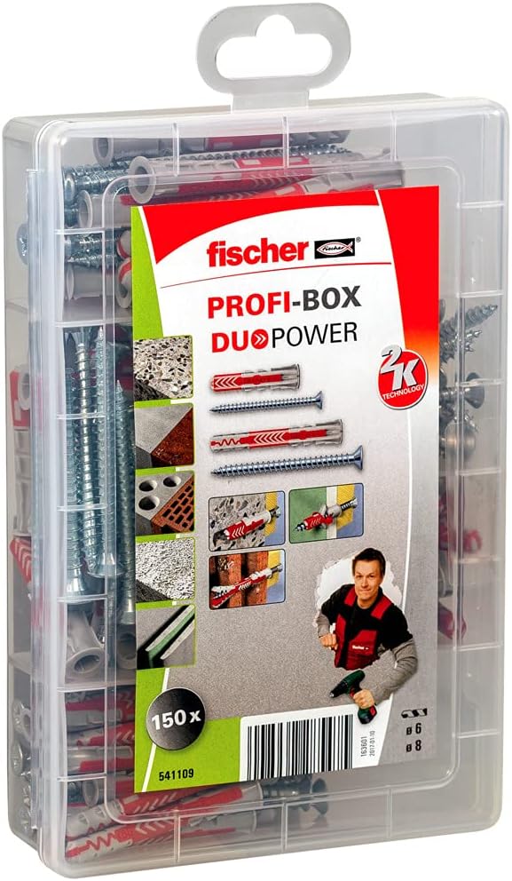 fischer 541109 PROFIbox DUOPOWER + Tornillos Box of dowels and Screws, red and Grey