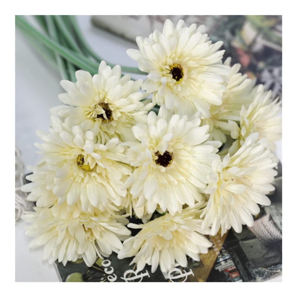 XDLEDMKIZ Lifelike Artificial Flowers, 15pcs Real Touch Simulation Gerbera Bouquet, Fake Flowers Arrangement for Wedding Home