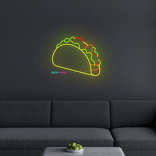 Miniatura 3 de Taco neon sign, tacos led light, mexican neon lights, mexican food led sign (40, Yellow)