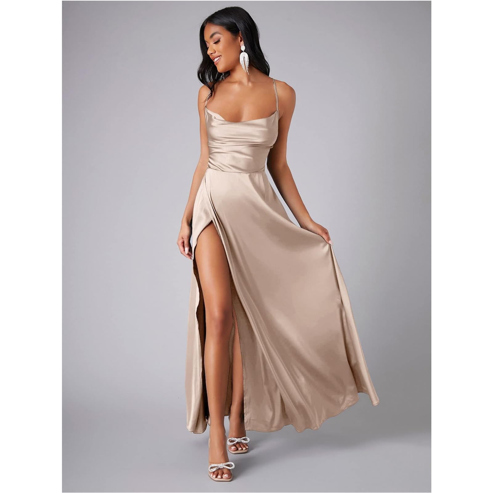 Vestido de verano para mujer, sin mangas, con abertura lateral, falda de noche, elegante, acampanada, casual, ajustado, cintura alta, HUTALIM