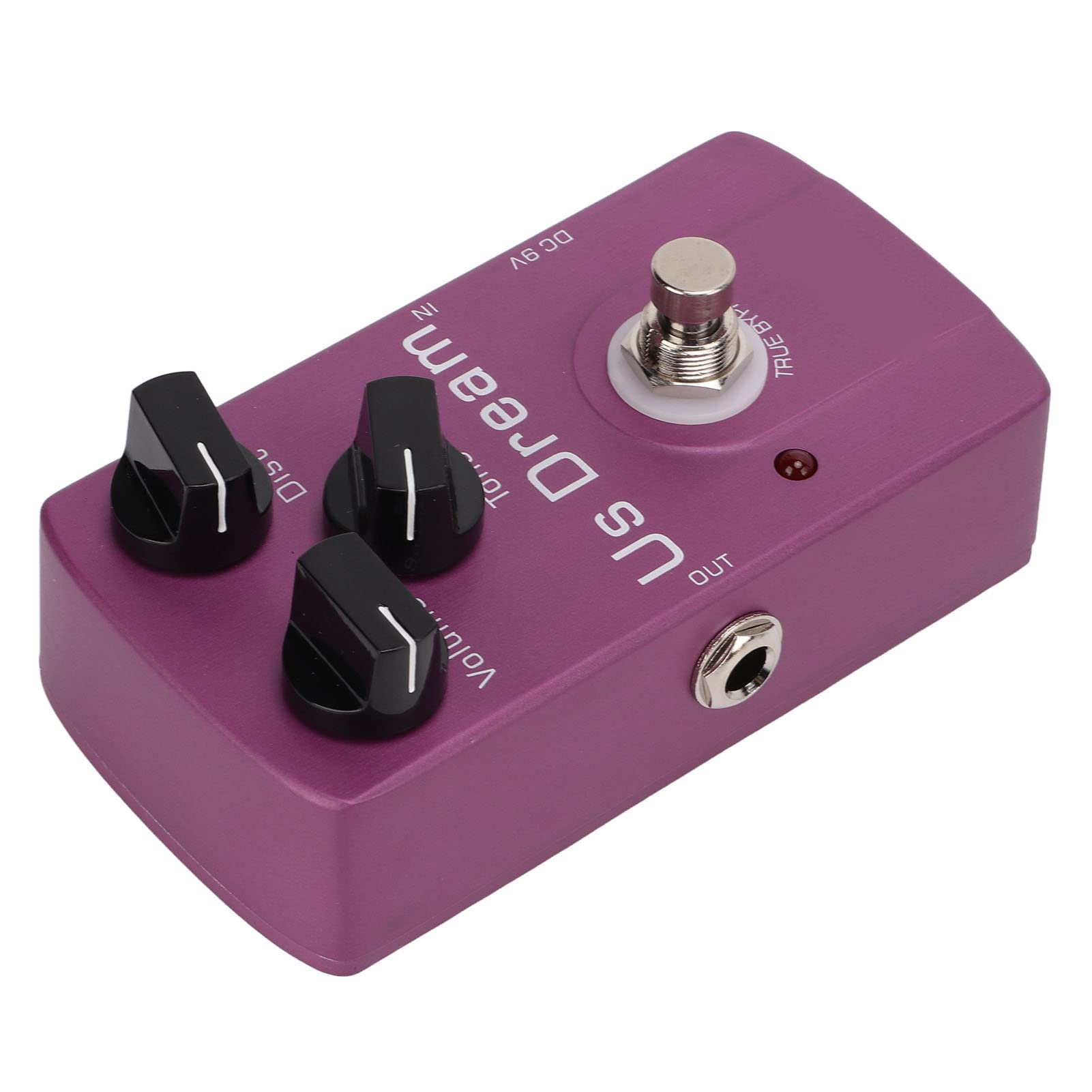 Drfeify Pedał Gitarowy Distortion, Metalowa Konstrukcja, Analogowy Efekt Distortion z True Bypass do Gitar Elektrycznych, Zasilacz Błyskowy LED dla Muzyków Rockowych