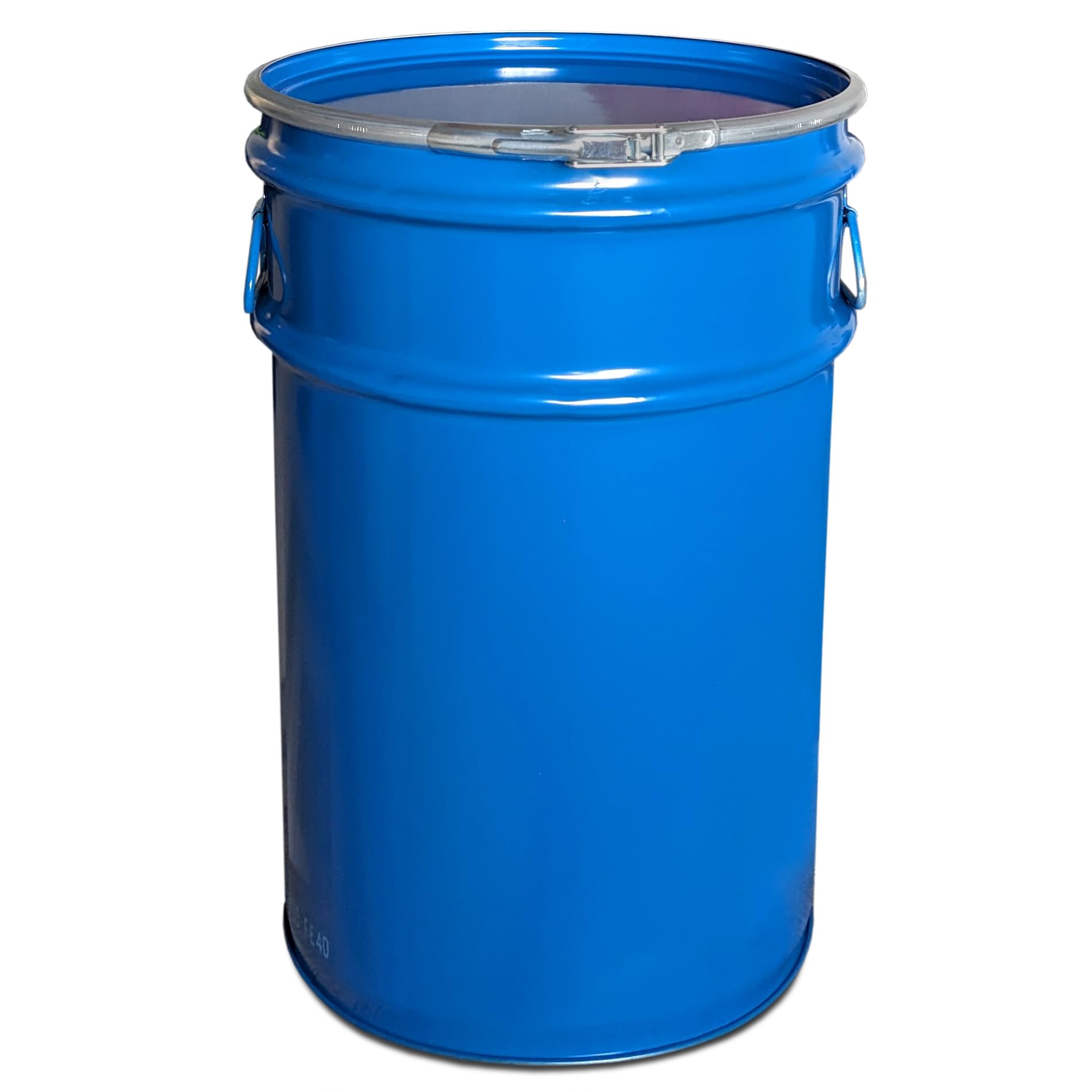 plasteo® 60 Liter Stahlfass Hobbock Deckelfass | Lebensmittelecht | UN-Zulassung | Made in DE | 2 Patentfallgriffe | Mülleimer Behälter Mistkübel | Transport und Aufbewahrung | Robust Stabil