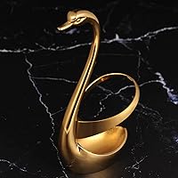 Vista 8 de AnSaw Oro pequeño cisne base titular con arco iris 10pcs 4.7inch hoja mango cuchara café conjunto