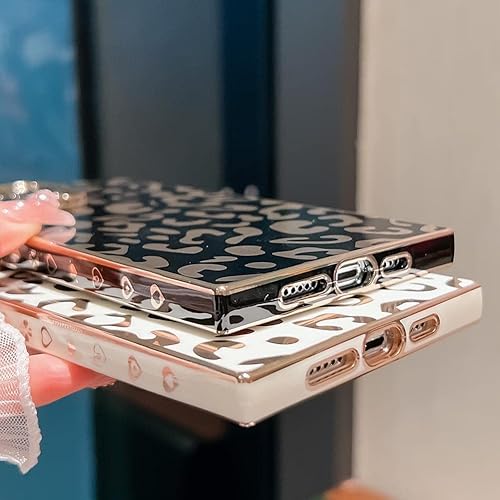 Miniatura 5 de KERZZIL Elegante funda compatible con iPhone 13 Pro con borde rectangular, lindo diseño de leopardo de lujo, protector de cámara, TPU suave a prueba