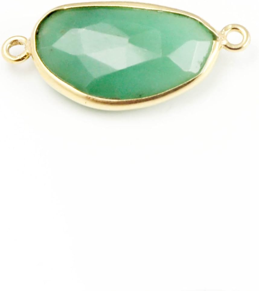 STUNNING Green CHRYSOPRASE Connector May Birthstone Bezel Findings Sterling Solid Silver Double Bail Connector Charms Gold Plated Jewelry