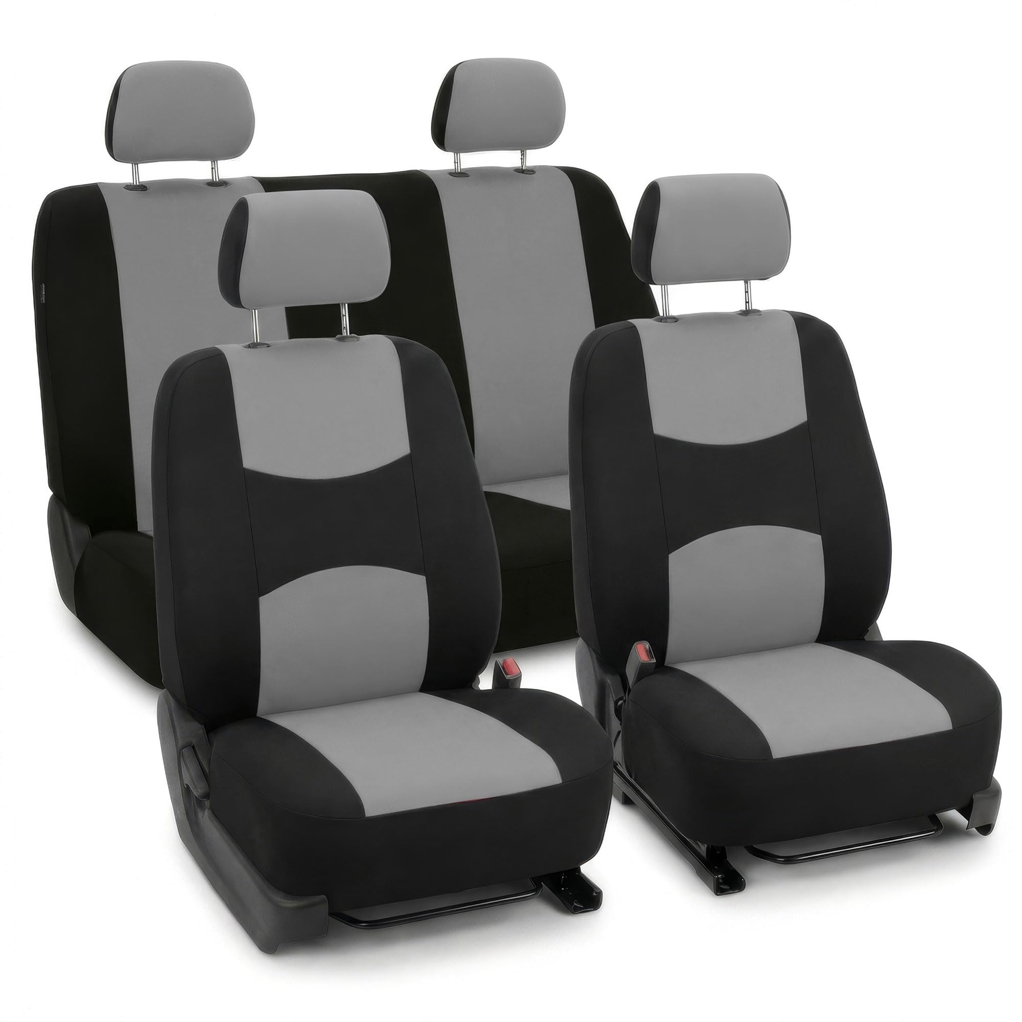 FH Group Automotive Seat Covers Universal Fit Full Set Flat Cloth Fabric Gray fits most Cars, SUVs, Trucks, and Vans FB050GRAY114