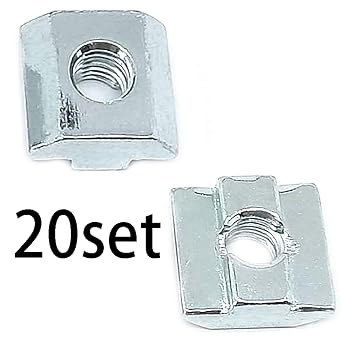 Pack of 20 T Nuts Tee Sliding Slot Nuts 40 Series M8 Threaded Slide for 4040 Series Aluminum Extrusions Profile(4040-M8)