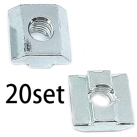 Pack of 20 T Nuts Tee Sliding Slot Nuts 40 Series M8 Threaded Slide for 4040 Series Aluminum Extrusions Profile(4040-M8)