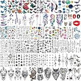 EGMBGM 66 Sheets 430+ PCS Cute Temporary Tattoos For Women Men Adults, Watercolor Butterfly Flower L