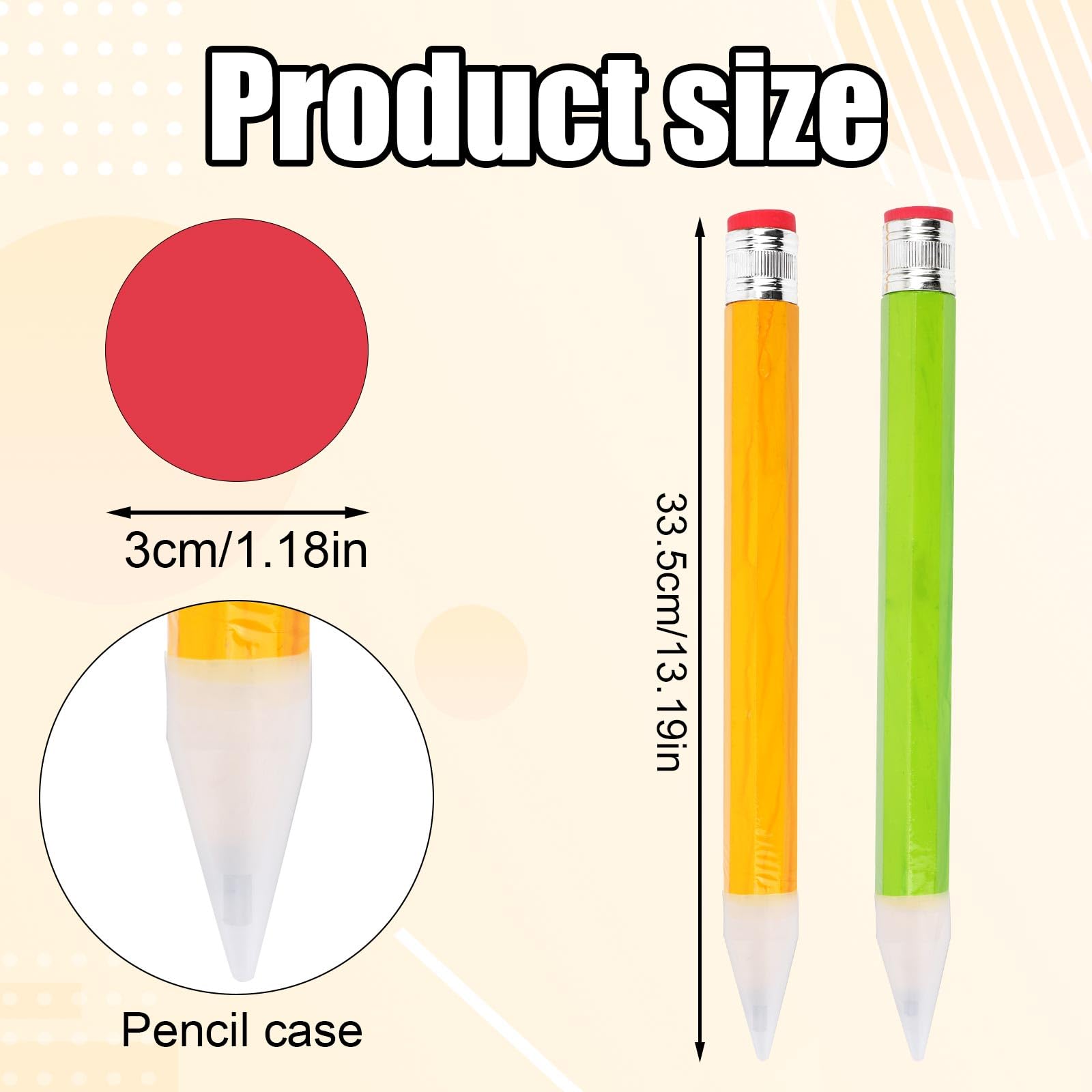 2pcs 13 Inch Wooden Jumbo Pencils, Blue & Yellow Large Toy Pencil With Cap & Eraser Oversized Giant Big Pencil Funny Extra Huge Novelty Pencil For