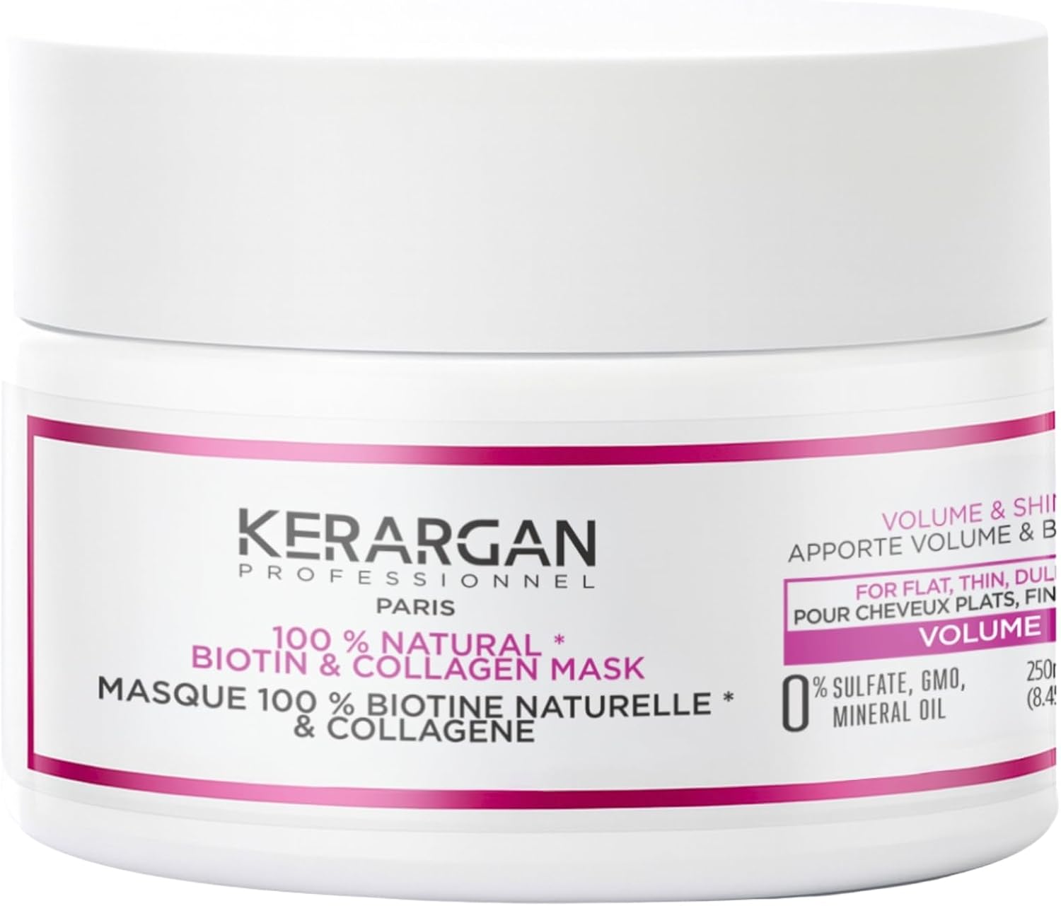KERARGAN – Biotin Collagen Volume & Density Hair Mask – 250 ml | Intensely nourishes fine or dull hair, helps strengthen fibre and add volume and density