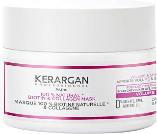 KERARGAN - Volumising Hair Mask with Biotin & Collagen for Fine Hair - 250 ml | Volymgivande hårmask vårdar fint eller glanslöst hår intensivt och ger mer fyllighet, mjukhet och glans