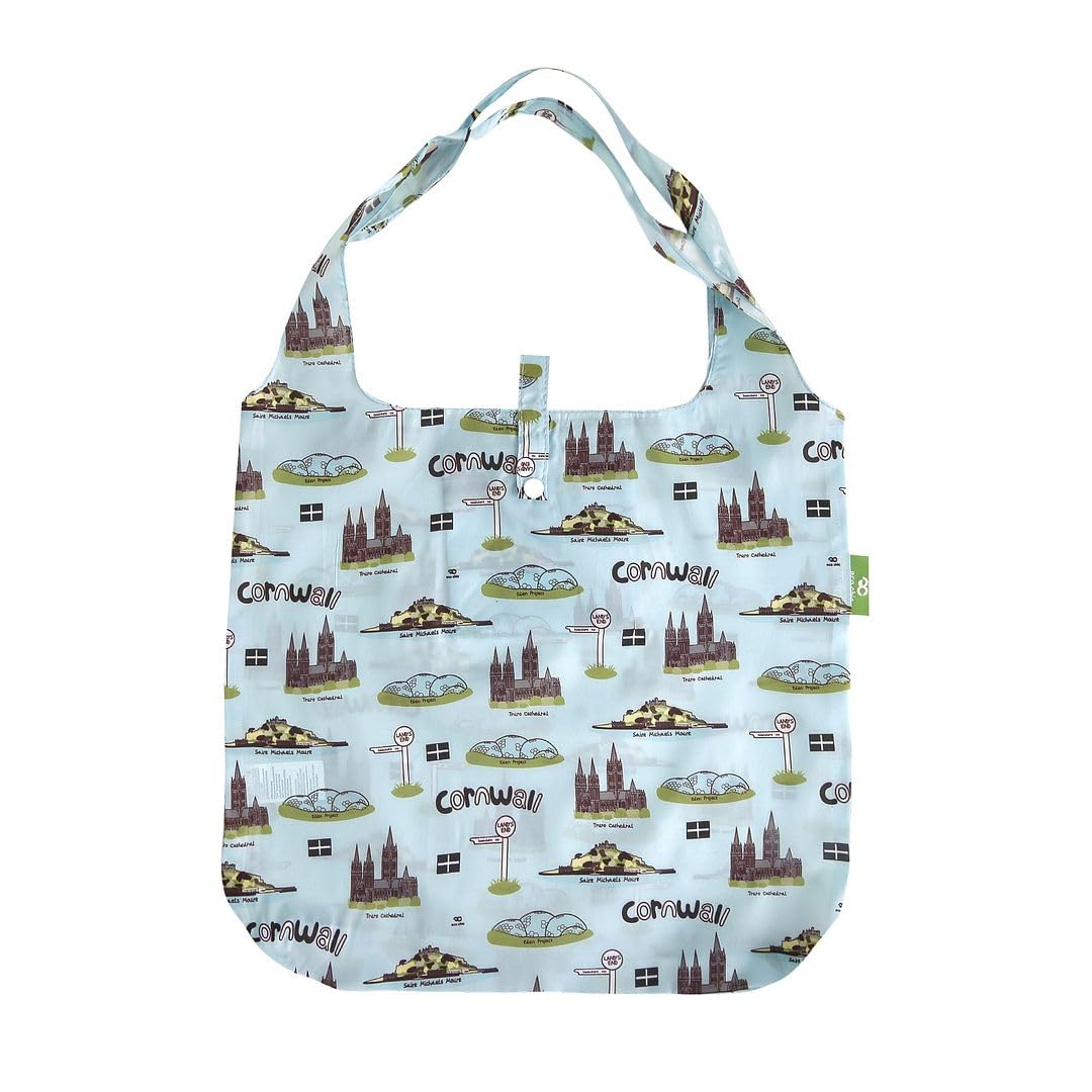 ECO CHIC Lightweight Foldable Reusable Shopping Bag Water Resistant Tote Bag (Cornwall Blue) — image 1