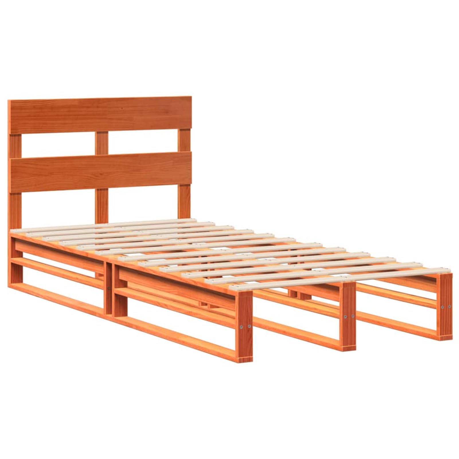 Gecheer Cadre de Lit sans Matelas Cire Marron 100x200cm Bois pin Massif, Cadre de Lit à Plateforme avec Lattes Convient pour Matelas de 100 x 200 cm pour Chambre Adultes Type E