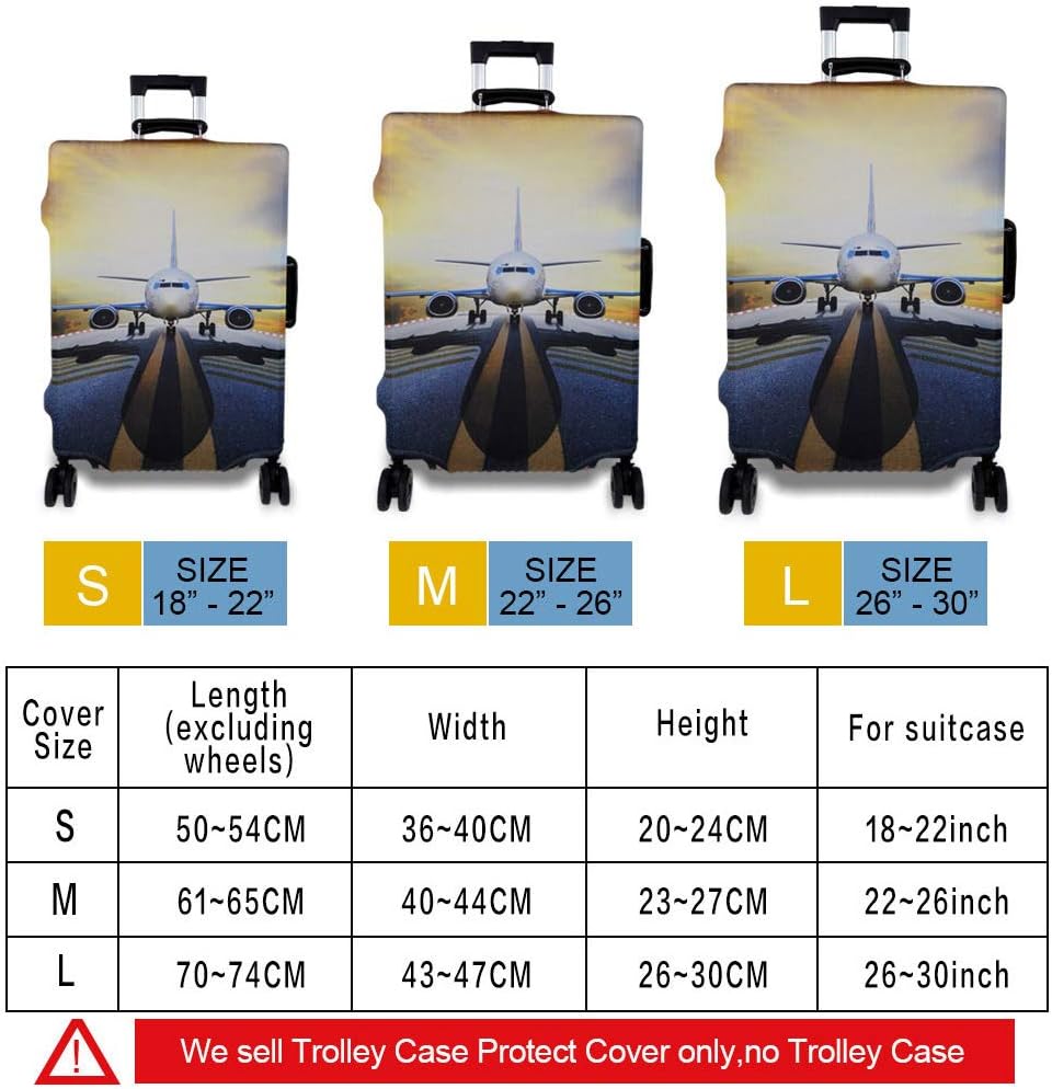 Travel Luggage Cover,3D Airplane Print Elastic Protector Fit 18-30" suitcase