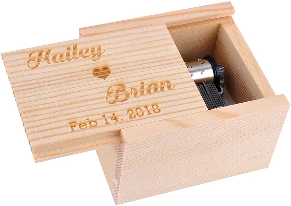 AwerisePersonalized Wooden Musical Box, Custom Bridesmaid Box, Wood Music Box, Girlfriend Gift, Mother Gift, Boyfriend Gift, Birthday Gift, Xmas Gift (Tune: Canon in D)