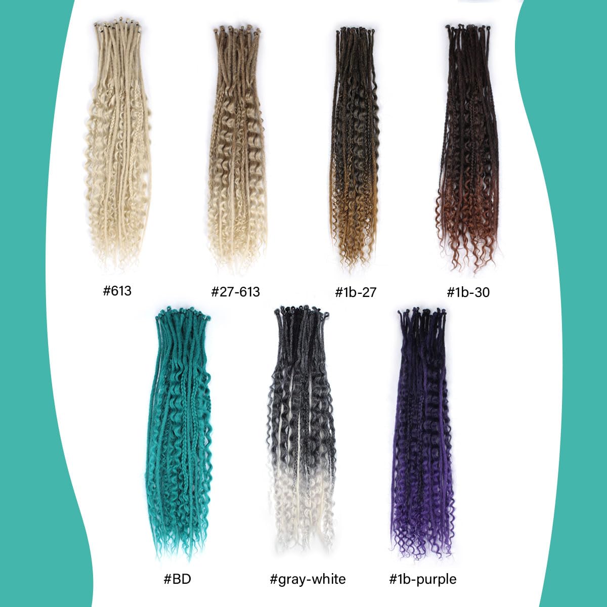 24 Inch 3 In 1 Dreadlock Extensions Sets, 30 Strands Mixed Ombre Brown Synthetic SE Dreads Extensions, 100% Handmade Soft Single Ended Curly Boho Wavy Dreads for Girls