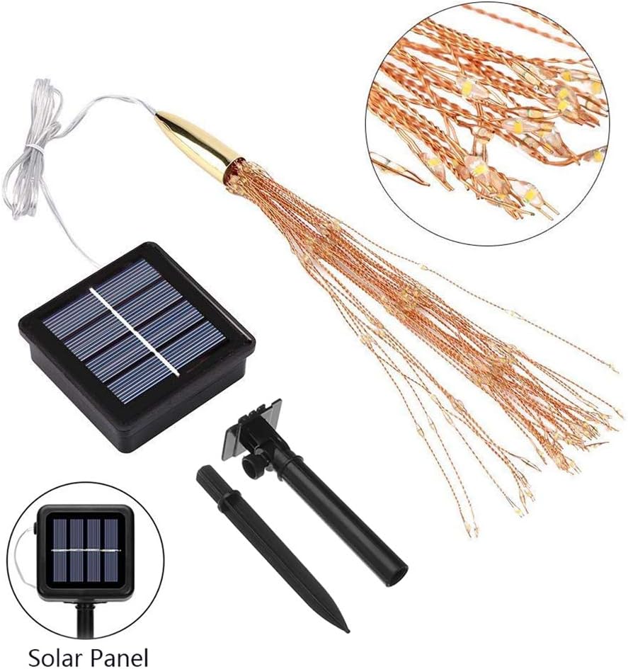 PXBNIUYA 2 Pack Starburst Sphere Lights,200 LED Firework Lights, 8 Modes Dimmable Waterproof Hanging Fairy Light, Copper Wire Lights for Patio Parties Christmas (2 Pack Solar Operated)