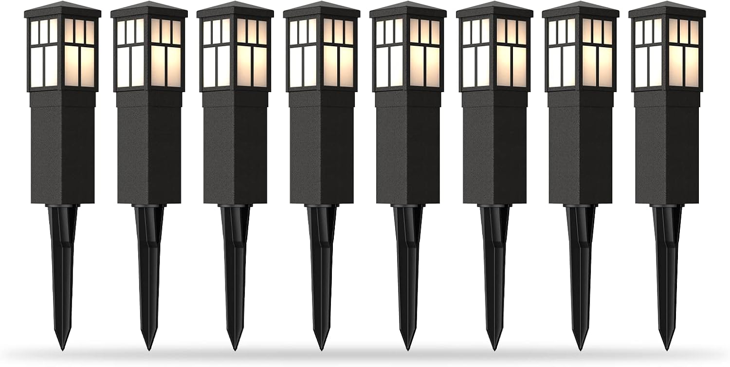 VENUS MANUFACTURING Low Voltage Outdoor Pathway Lights 6 Pack Square Bollard Path Lights LED Landscape Lighting 0.6W 3200K Warm White Light For Walkway Yard Backyard Lawn Garden Decorative