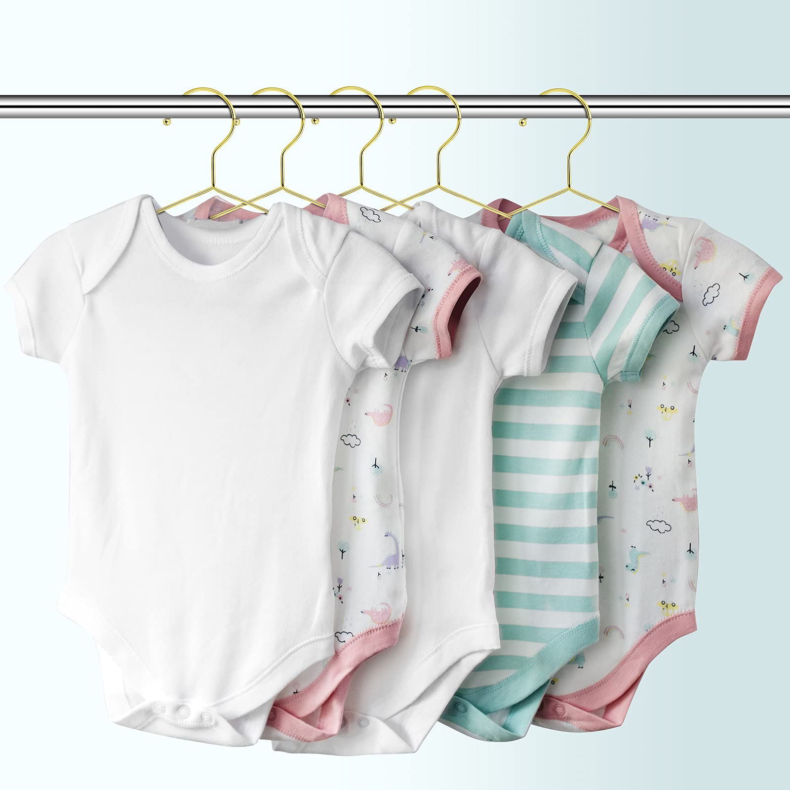 36 Stücke Draht Kleiderbügel 12 Zoll Baby Kleiderbügel Kinder Kleiderbügel Starke Metall Kinder Kleiderbügel für Schrank Platzsparende Kinder Kleiderbügel für Kinder Hosen (Gold)