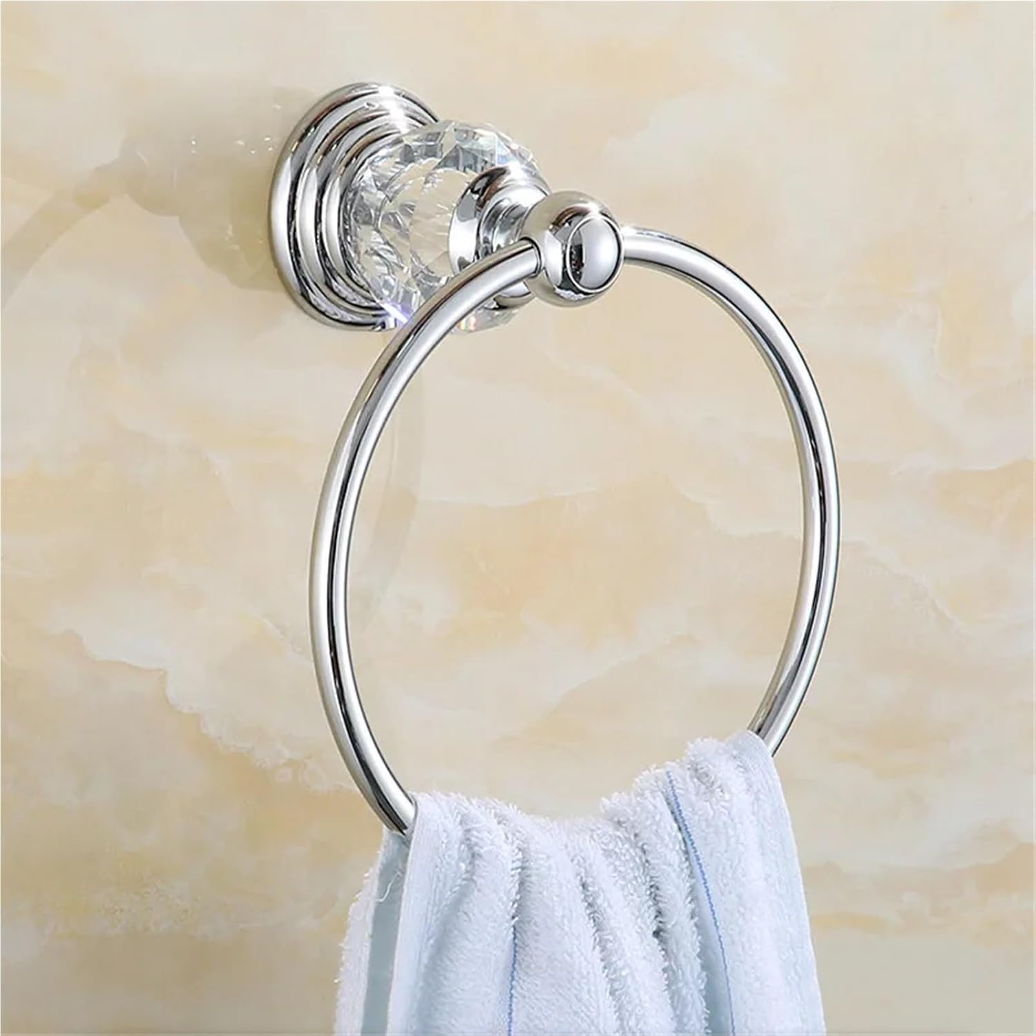 Toallero, acabado de baño, toallero redondo acero inoxidable montado en la pared, diámetro interior 15,8 cm(Gold)