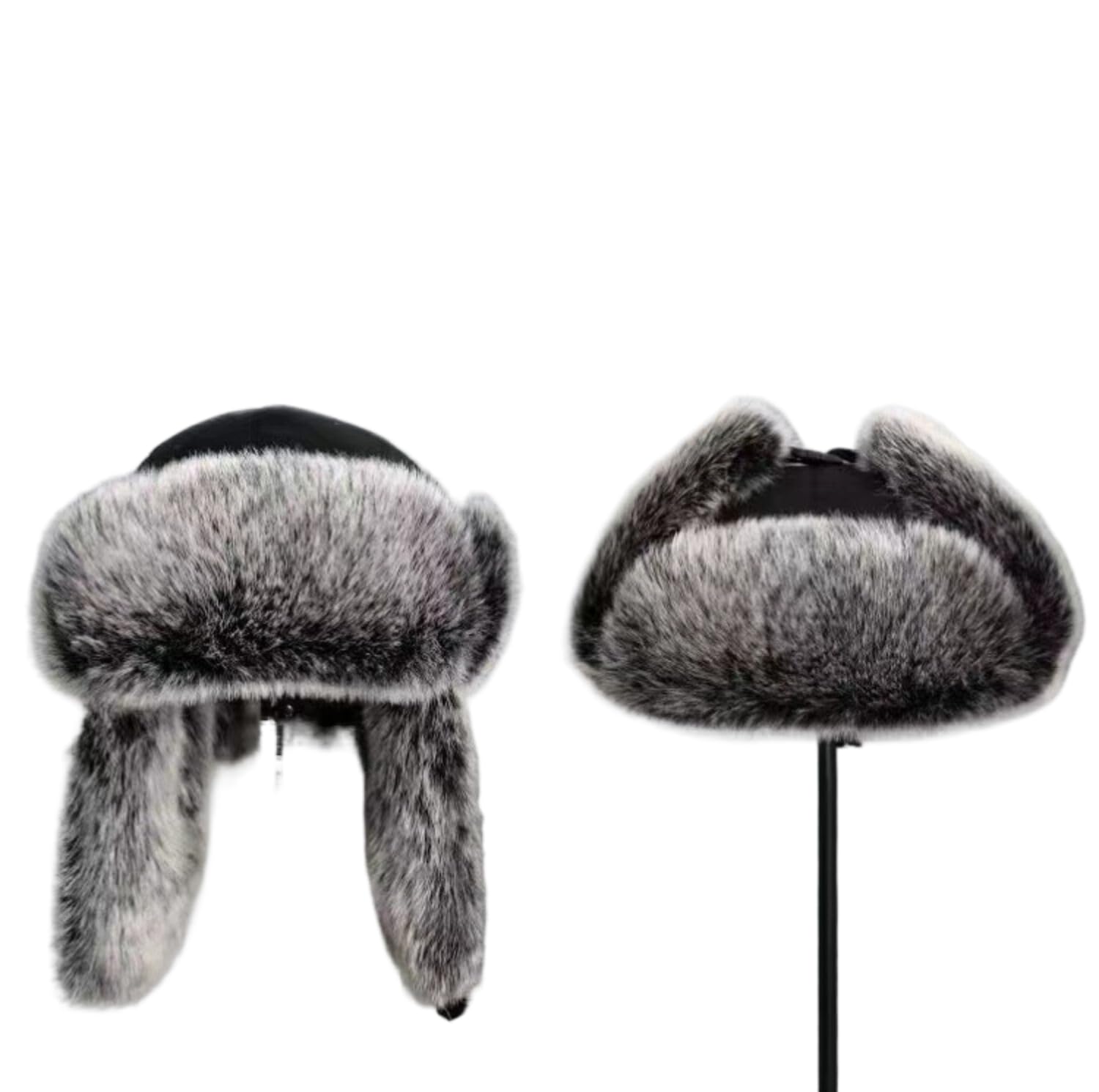 YEKEYI Sombrero de invierno ruso para hombre y mujer, sombrero de piel sintética de conejo, sombrero de aviador con orejeras a prueba de viento