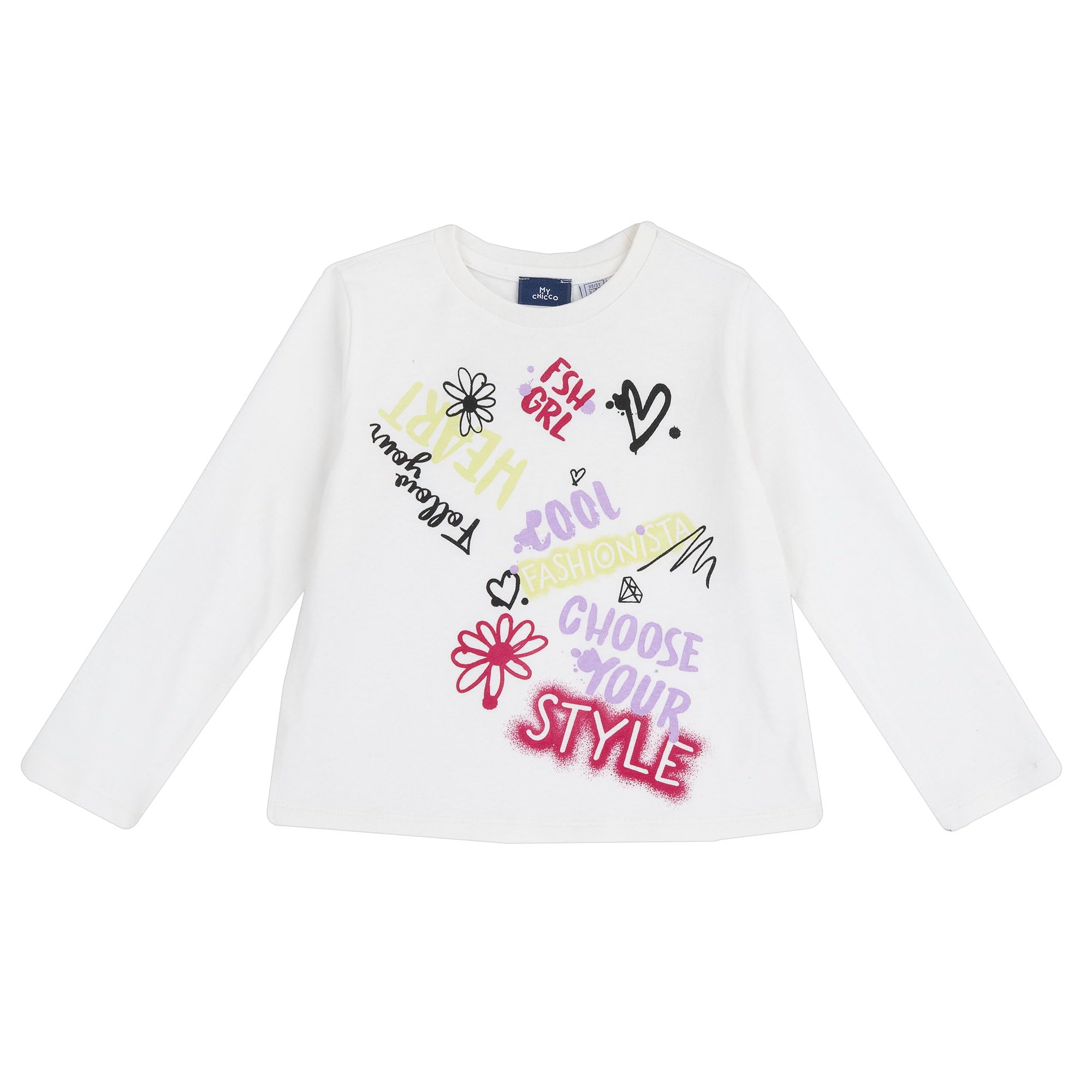 Chicco, Maglietta a Maniche Lunghe Bambina, Comoda e alla Moda, in Morbido Cotone, Lavabile in Lavatrice, Abbigliamento Bambina e Ragazza, Designed in Italy