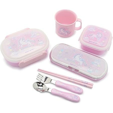 Amazon Co Jp マザーガーデン ユニコーン ランチ4点セット 日本製 一段お弁当箱 ミニケース トリオセット プラコップ ホーム キッチン