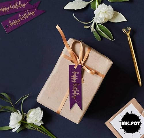 Miniatura 215 de Etiquetas de papel para colgar con texto en inglés «Happy Birthday», 100 unidades Azul,Aqua Blue,Negro -,azul, cerceta (Dark Teal Blue),Rosa