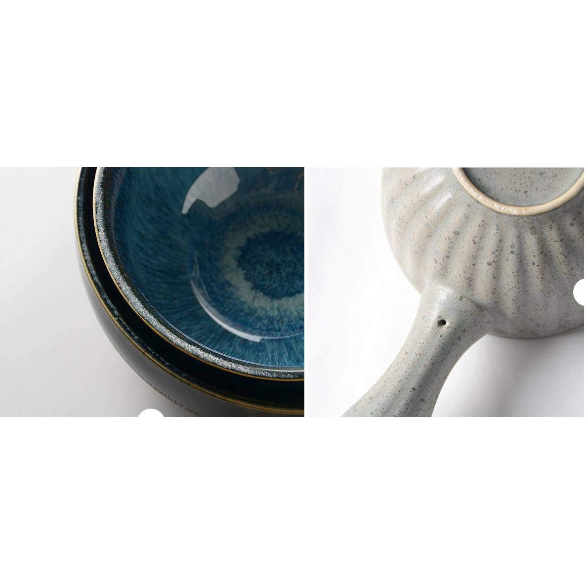 Suppentassenschüsseln nach japanischer Art mit Griff, Keramik American Retro Surface Suppensalat Reis-650ml