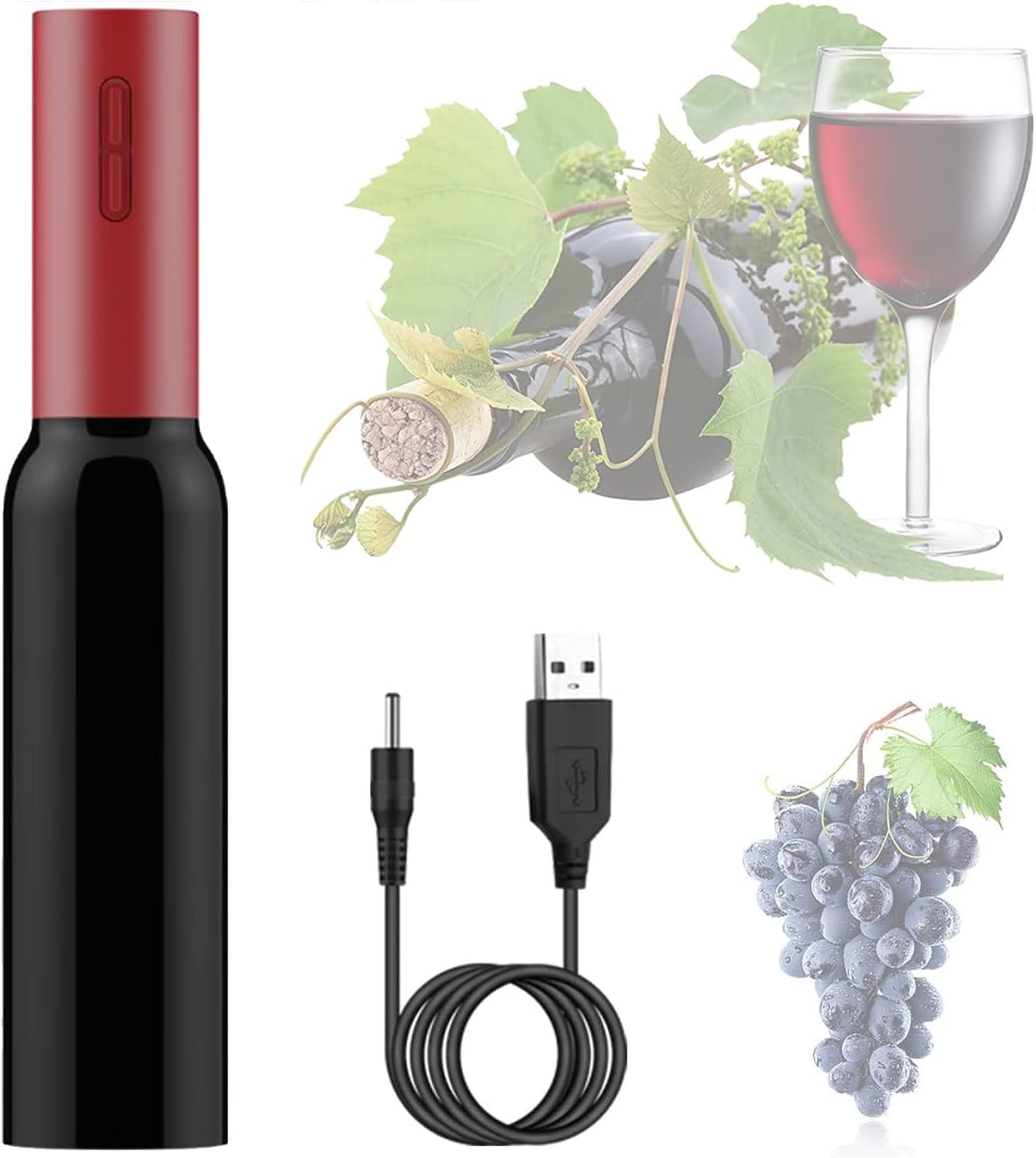 Electric Bottle Opener, Stainless Steel Automatic Corkscrew with Display, Corkscrew Professional Bottle Opener Sommelier Electric Bottle Opener Stainless Steel Rechargeable for Family,Red