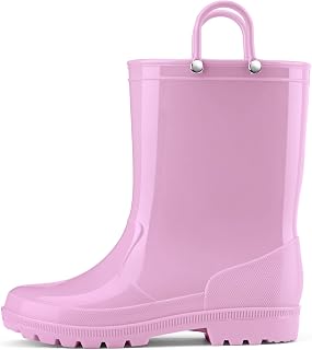 HISEA Kids Rain Boots for Toddler Boys Girls, Waterproof Rubber Boots with Easy-On Handles, Seamless PVC Rainboots Lightweight Mud Shoes for Water Beach Outdoor Playing (Toddler/Little Kid/Big Kid)