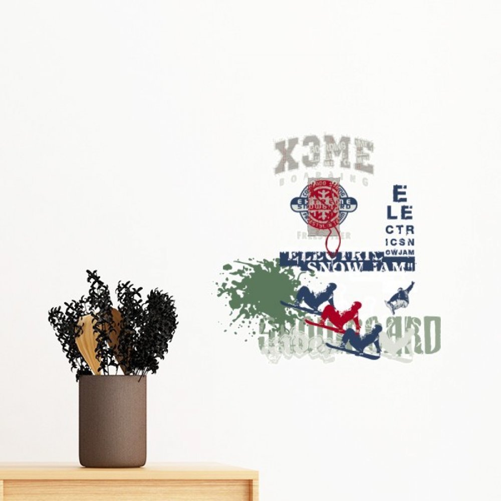 Sticker Mural Ski Ville Papier Peint Amovible et Repositionnable 40cm DIY