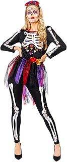 Amscan - Adults Day of the Dead Skeleton Ladies Halloween Fancy Dress Costume Size: 8-20