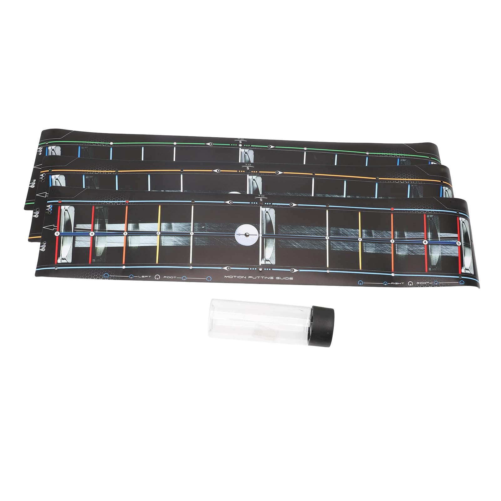 POENVFPO 3PCS Golf PU Putting Training Mats, Golf Alignment Track Putter Guide Supplies for Indoor Practice Aid