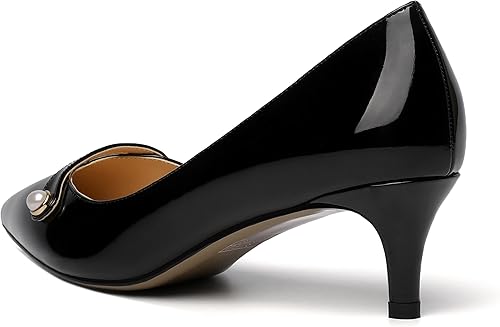 Vista 7 de ROSERWISH Zapatos de vestir de tacón bajo con patente para mujer, para fiesta, sexy, para fiesta, boda, patente, gatito, zapatos de vestir de 2