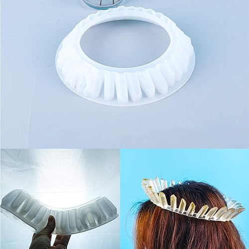 Miniatura 4 de TikooTik Moldes de resina Queen Crown  Molde de silicona de fundición de resina epoxi para corazón, tiara de diamantes de imitación para decoración