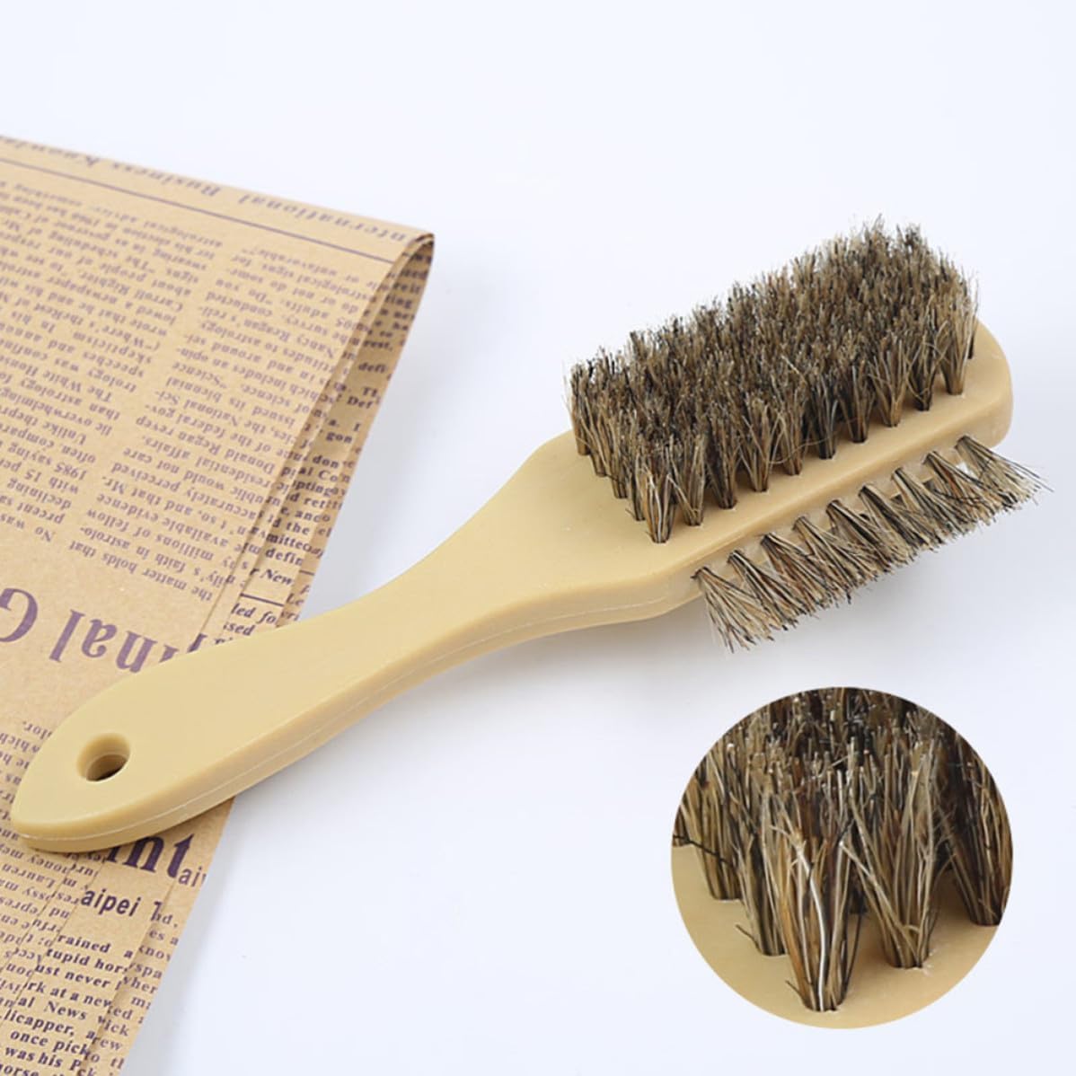 Wood Handle Bristle Polishing Brush for Shoes and Boots Care