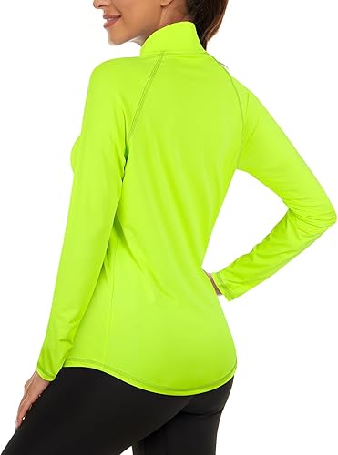 Miniatura 4 de LURANEE Sudadera de manga larga con cremallera de 14 para mujer, UPF 50+, para senderismo, correr, entrenamiento