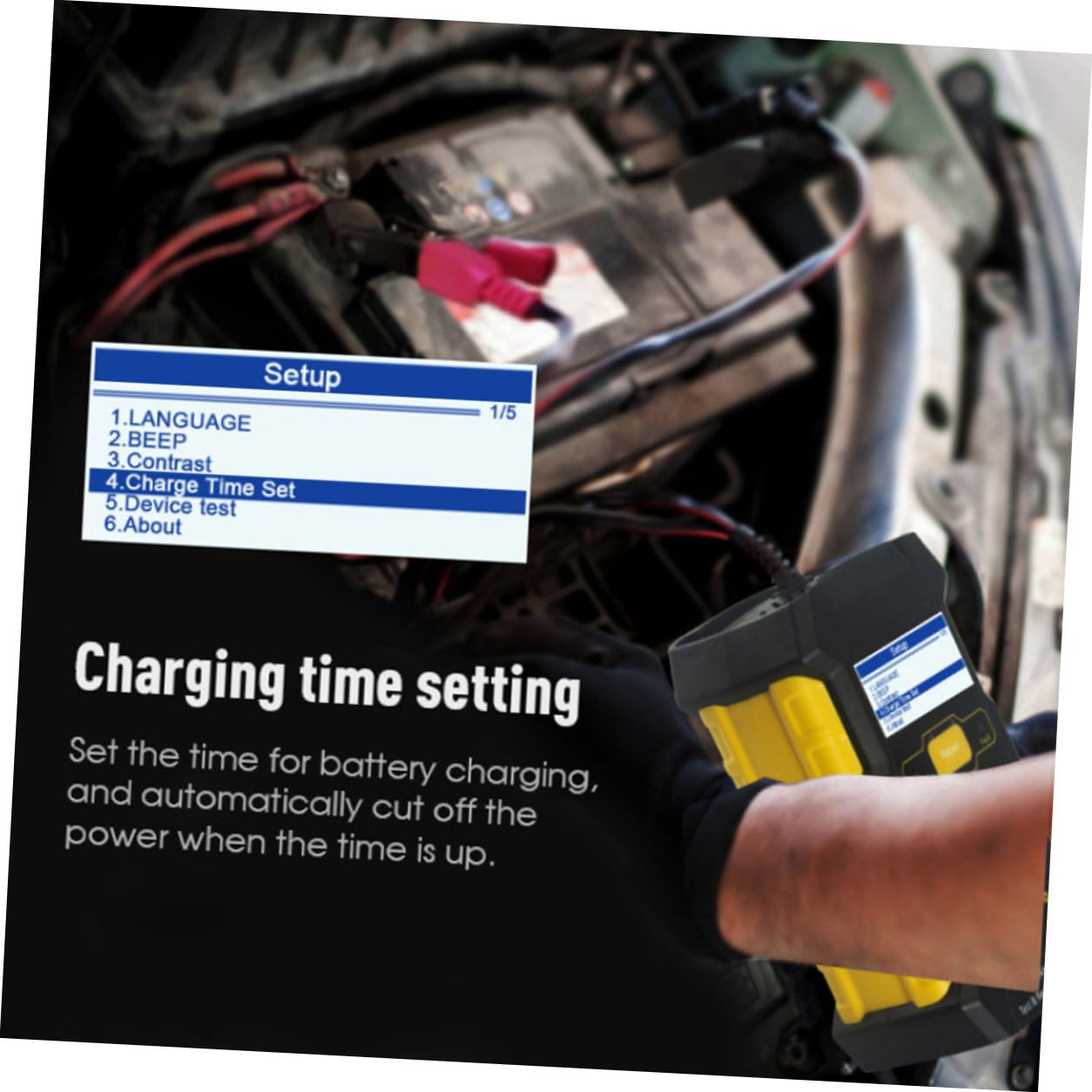 Testeur de Batterie Voiture 12v, Chargeur Réparateur Rapide, ABS Cuivre