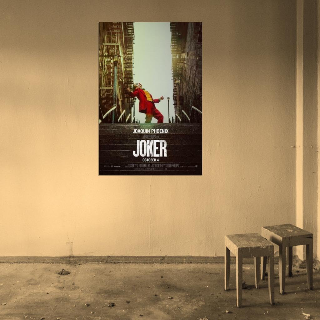 VANCOSTAR Joker Movie Joaquin Phoenix Robert De Niro Zazie Beetz Film Wall Art Print for Theater Movie Night Room Decor 24x36 Poster