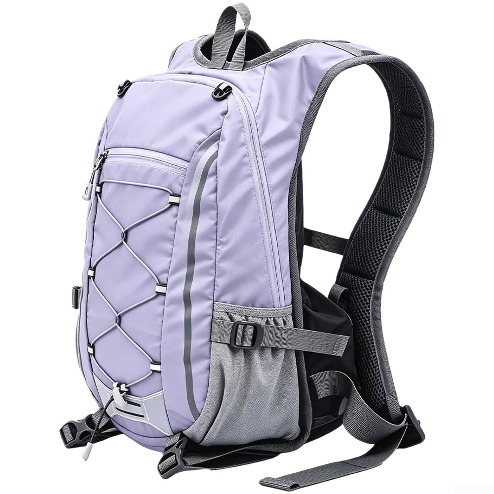 Zaino compatto da trekking leggero da 20 l, con tasche multiple e supporto posteriore traspirante per sport all'aria aperta (viola)